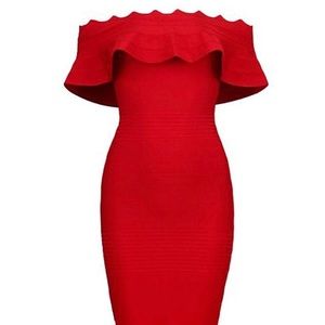 Red off the shoulder dress